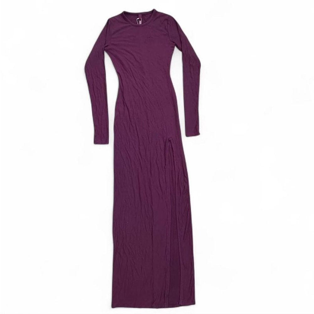 SKIM *NWT SOFT LOUNGE BOAT NECK LONG DRESS | COLOR: BORDEAUX | SIZE: S - Picture 3 of 8